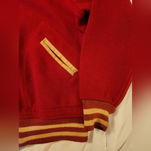 Vintage 1950s Wool Kids University Jacket Red Large - Picture 5 of 15